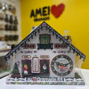 Casinha do Tempo com Relógio Branca