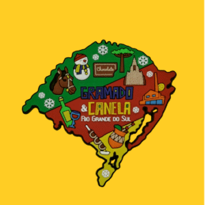 Ímã Mapa RS Gramado e Canela Emborrachado