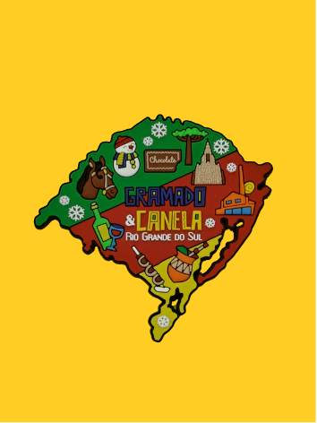 Ímã Mapa RS Gramado e Canela Emborrachado