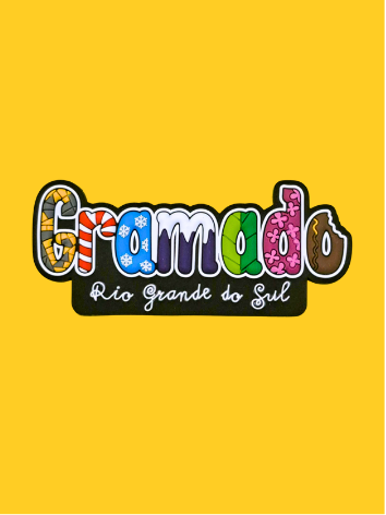 Ímã Gramado Letras Fundo Preto Emborrachado