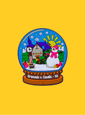 Ímã Globo de Neve Gramado e Canela Emborrachado