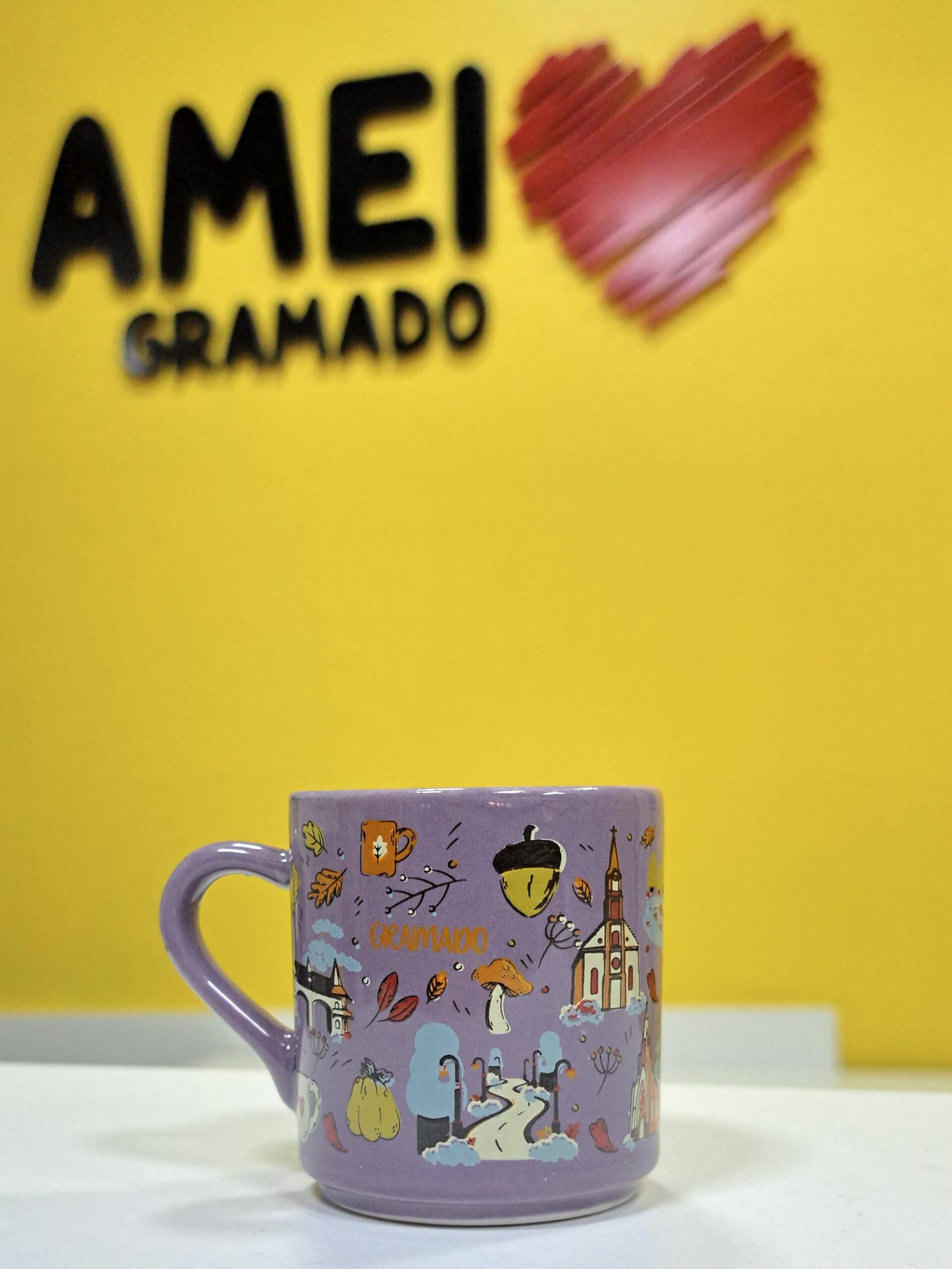 Xícara Cafezinho Roxa Memórias de Gramado e Canela