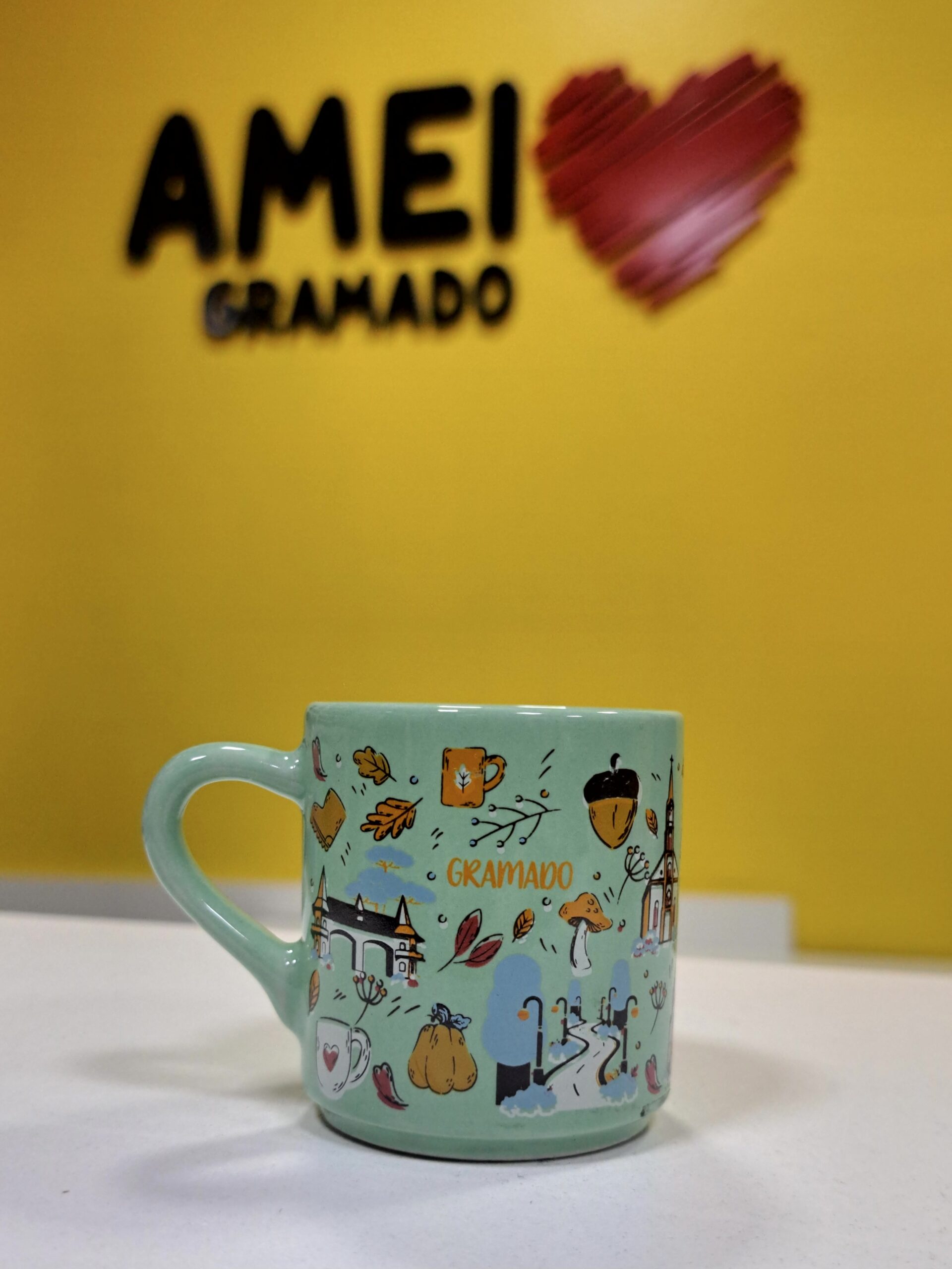 Xícara Cafezinho Verde Memórias de Gramado e Canela