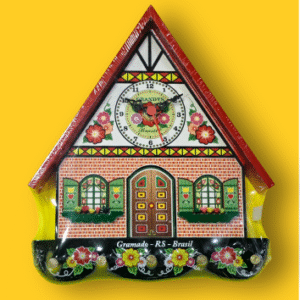 Porta-Chaves Chalé G com Relógio Tijolinho