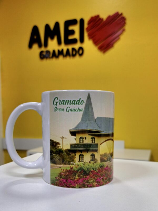 Caneca 325ml Pórtico de Gramado Flores Rosas Foto - Novo TC