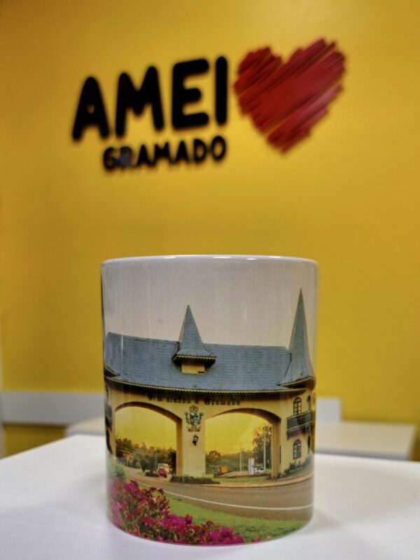 Caneca 325ml Pórtico de Gramado Flores Rosas Foto - Novo TC - Imagem 2