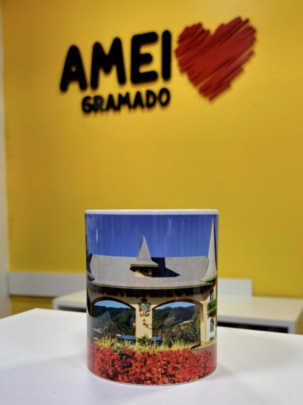 Caneca 325ml Pórtico de Gramado Flores Vermelhas Foto - Novo TC - Imagem 2