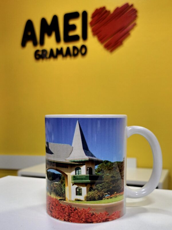 Caneca 325ml Pórtico de Gramado Flores Vermelhas Foto - Novo TC - Imagem 3