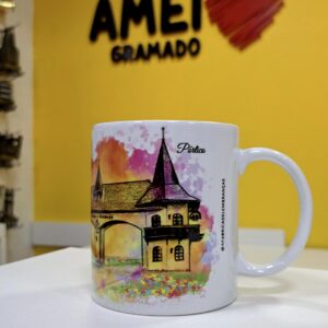 Caneca Reta 325ml Pórtico Novo de Gramado Colorida