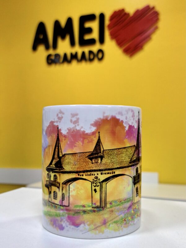 Caneca Reta 325ml Pórtico Novo de Gramado Colorida - Imagem 2