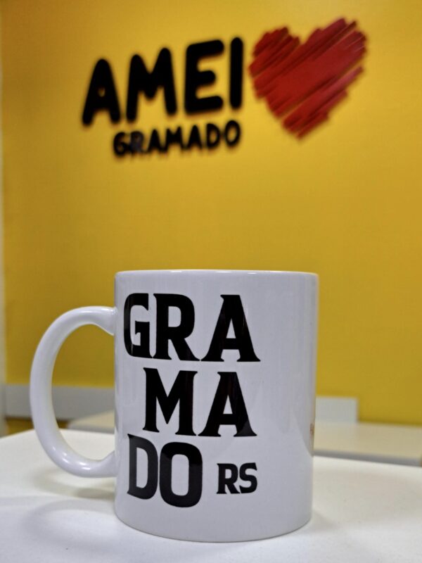 Caneca 325ml Igreja de Gramado Pintura Preto e Branco
