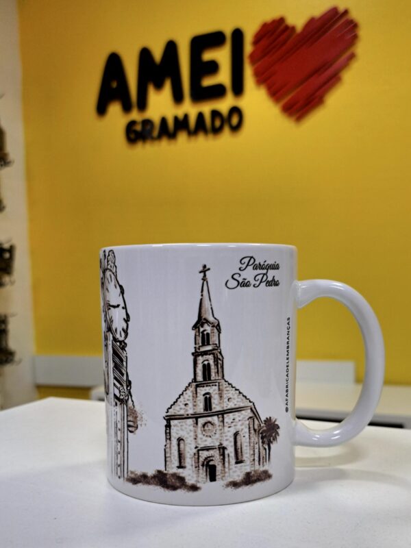 Caneca 325ml Igreja de Gramado Pintura Preto e Branco - Imagem 2