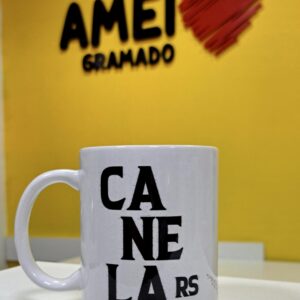 Caneca 325ml Igreja de Canela Pintura Preto e Branco