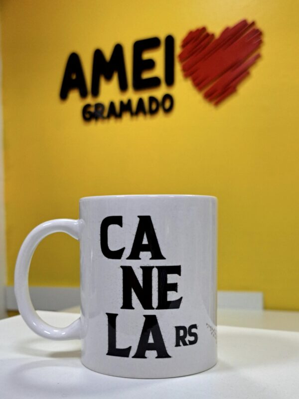 Caneca 325ml Igreja de Canela Pintura Preto e Branco
