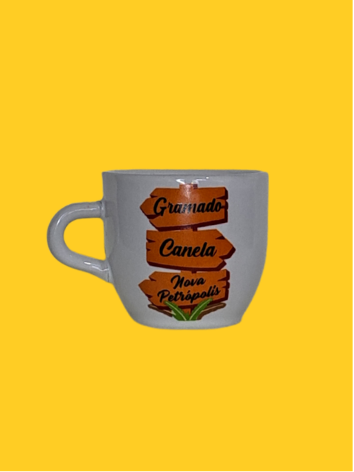 Xícara Cafezinho Branca Placas Cidades Gramado
