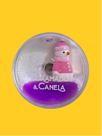 Ímã Globo de Neve Flutuante Boneco de Neve Rosa