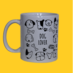 Xícara Ceramica Dog Lover Preta e Branca
