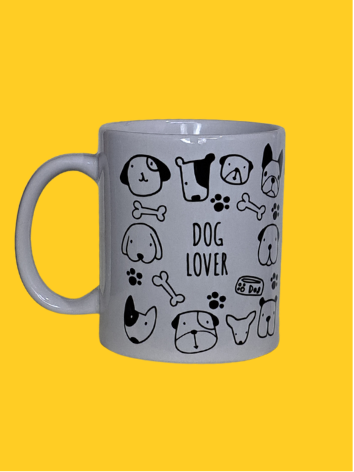 Xícara Ceramica Dog Lover Preta e Branca