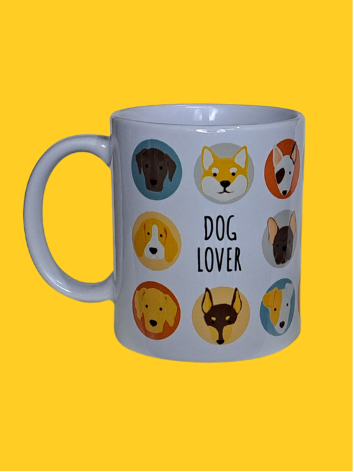 Xícara Ceramica Dog Lover Colorida