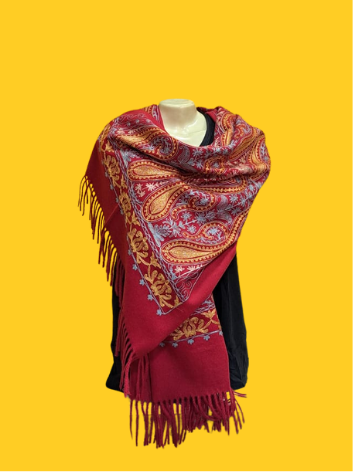 Pashmina Bordada Vermelha