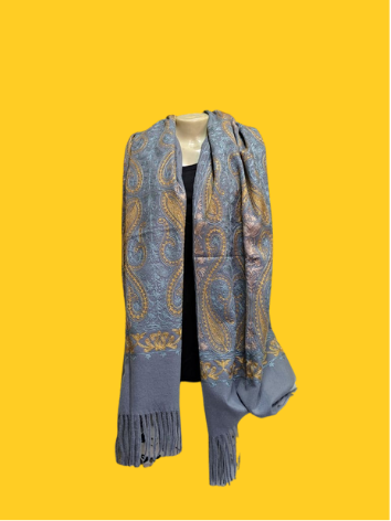 Pashmina Bordada Cinza - Imagem 2