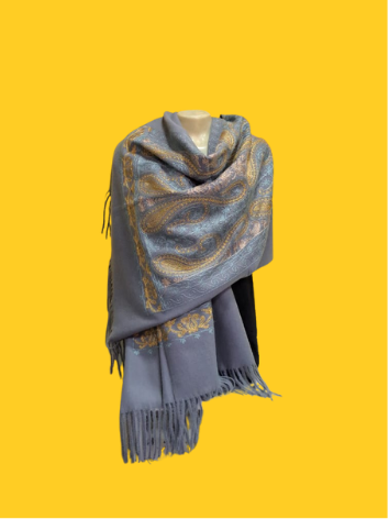 Pashmina Bordada Cinza