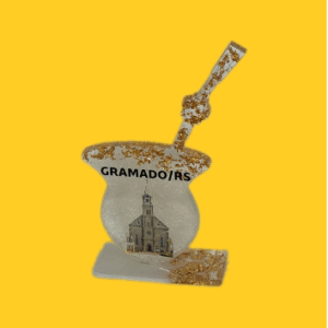 Enfeite Chimarrão Cinza e Dourado