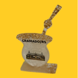 Enfeite Chimarrão Marrom e Dourado