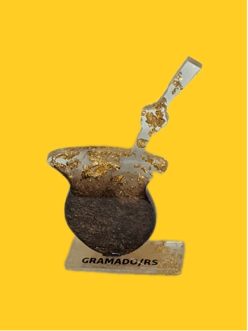 Enfeite Chimarrão Cinza e Prata